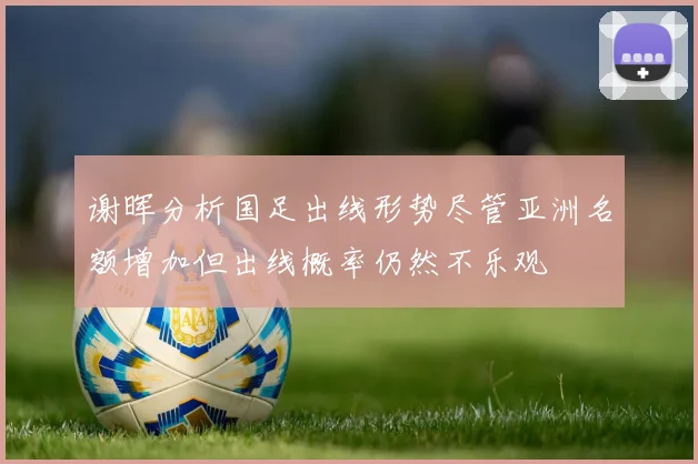 谢晖分析国足出线形势尽管亚洲名额增加但出线概率仍然不乐观